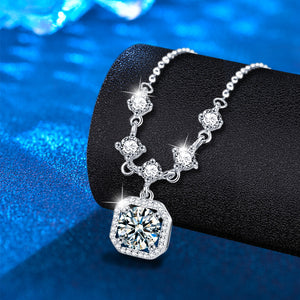 Moissanite Halo Wedding Charm Necklace