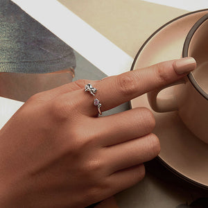 Dainty Pink Heart Cat Stacking Ring