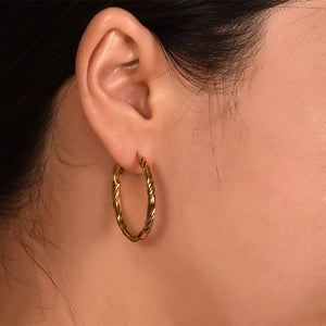 Twist Spiral Huggie Hoop Statement Earrings