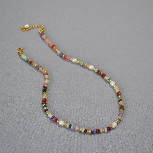 Bohemian Natural Stone Beaded Necklace