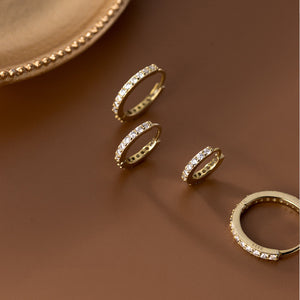 Simple Pave Setting Small Hoop Earrings