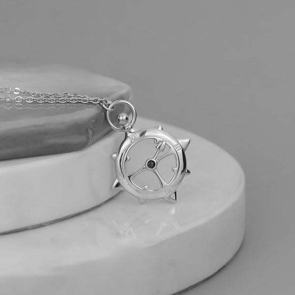 Silver Compass Charm Necklace