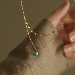 Blue Opal Teardrop Pendant Necklace