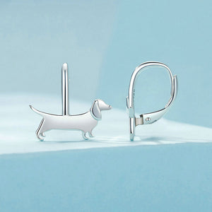 Dachshund Dog Drop Hoop Earrings