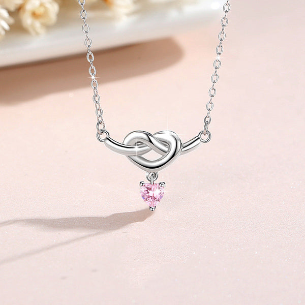 Pink Heart Knot Necklace
