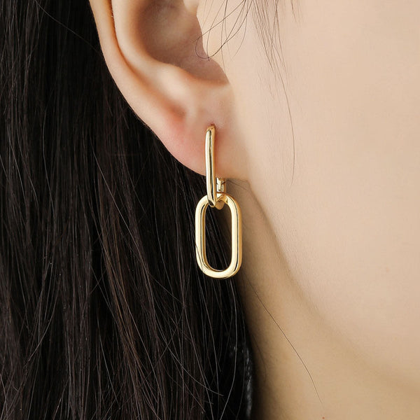 Interlocking Rectangular Hoop Earrings