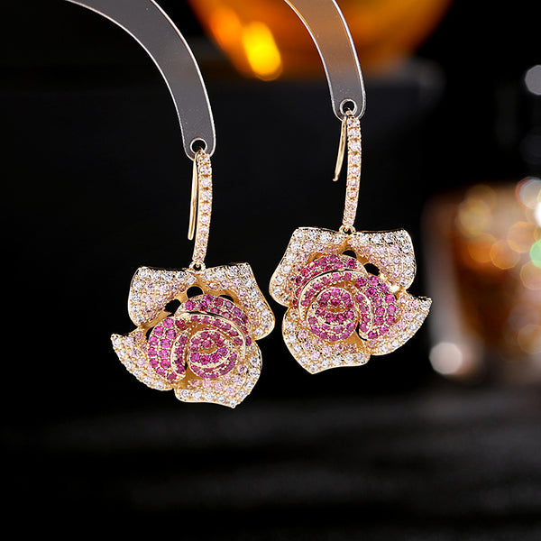 Rose Flower Hook Earrings