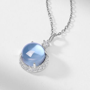 Dainty Blue Topaz Pendant Necklace