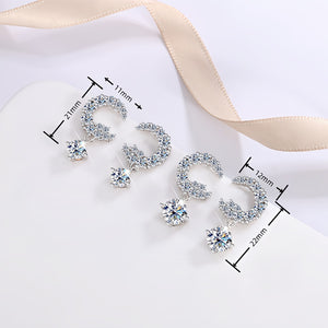 Color Moissanite Moon Star Drop Earrings