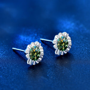 Color Moissanite Sunflower Stud Earrings