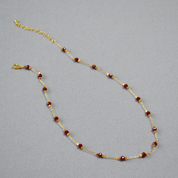 Vintage Vermilion Red Crystal Necklace