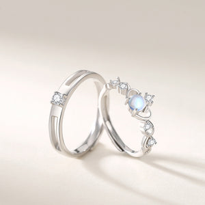 Passender Paarring mit Mondsteinkrone