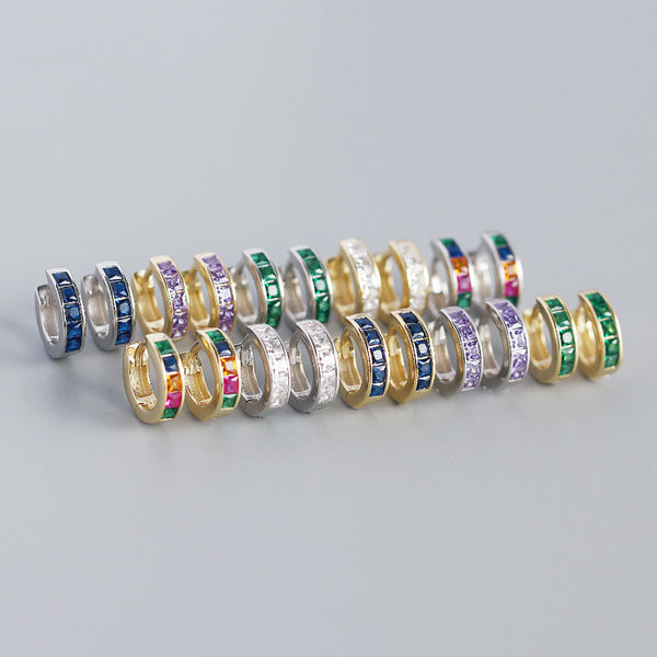 Color Gemstone Hoop Wedding Earrings