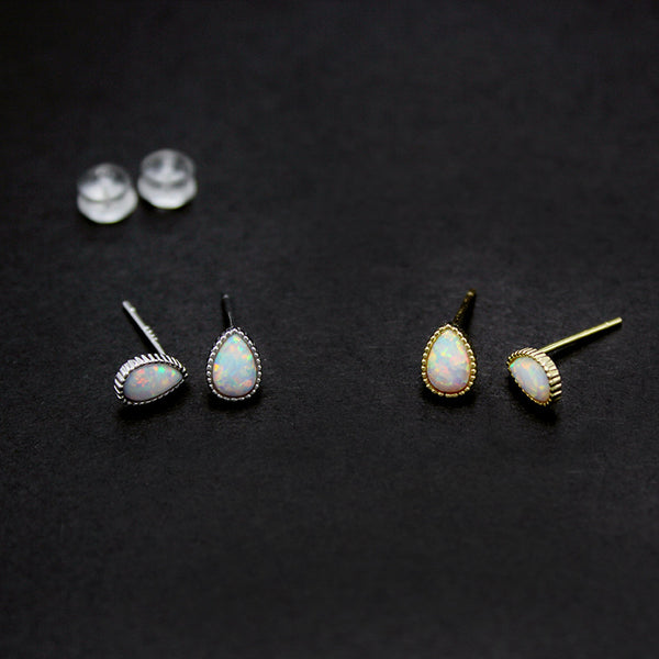 Opal Teardrop Stud Earrings