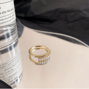 Dainty Gold Pearl Wrap Ring