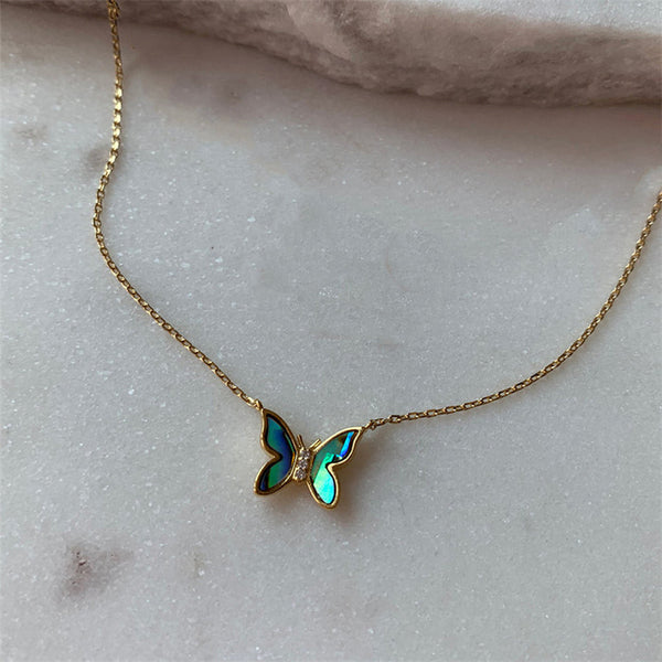 Natural Shell  Butterfly Necklace