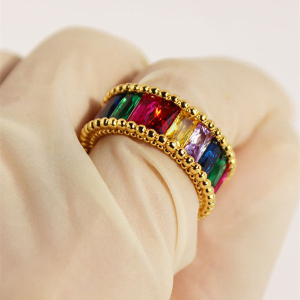 Rainbow Colored Gem Ring