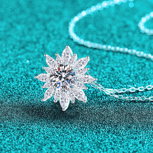 Moissanite Sunflower Pendant Necklace