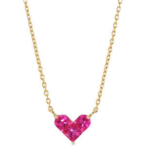 Small Pink Heart Charm Pendant Necklace