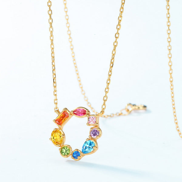 Colored Gem Charm Necklace