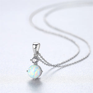 Round Opal Cabochon Pendant Necklace