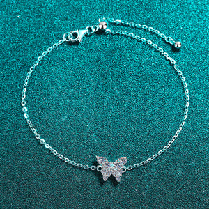 Dainty Moissanite Butterfly Charm Bracelet