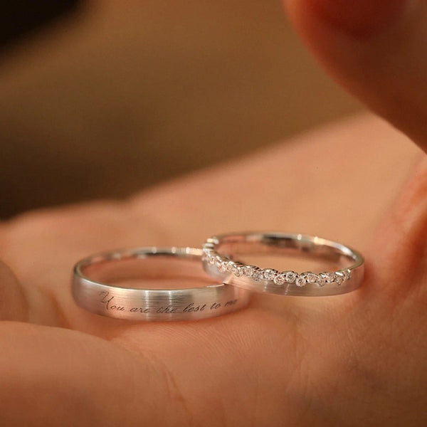 English Letters Couple Engagement Ring