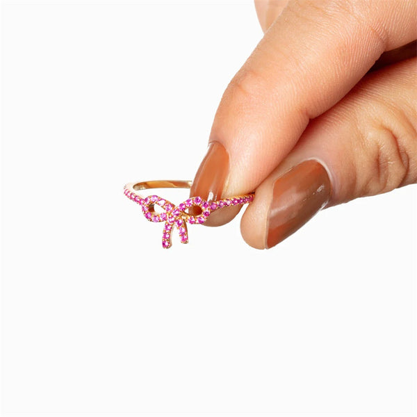 Dainty Pink Bowknot Ring