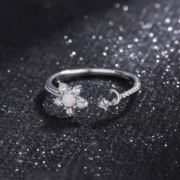 Dainty Flower Opal Ring