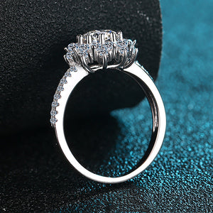 Moissanite Sunflower Halo Engagement Ring