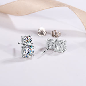 Round Color Moissanite Wedding Stud Earrings