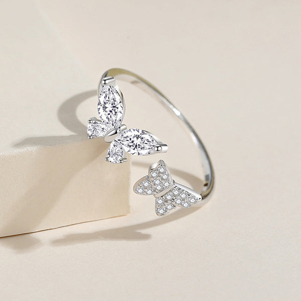 Dainty Double Butterfly Stacking Ring