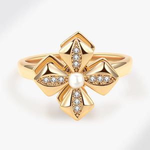 Perlen-Fidget-Spinner-Ring mit vierblättrigem Kleeblatt