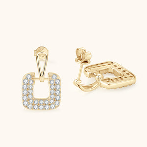 Moissanite Square Drop Statement Earrings