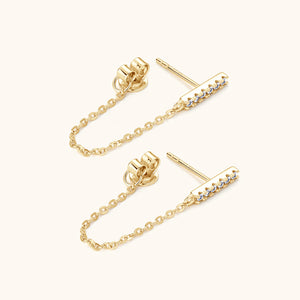 Moissanite Pave Bajoran Chain Drop Earrings