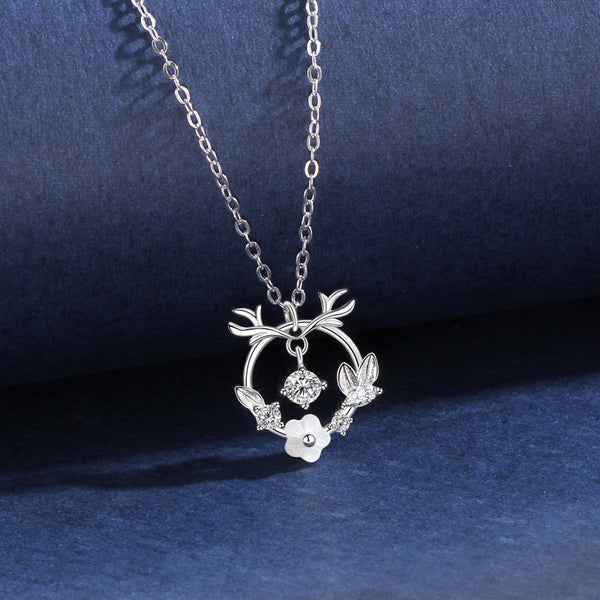 Deer Antler Flower Charm Necklace