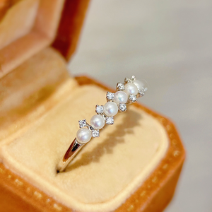 Dainty Pearl Stacking Band Ring