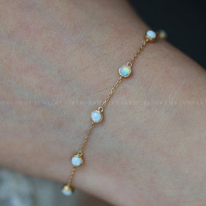 Vintage Opal Charm Stacking Bracelet