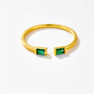Baguette Green Gemstone Stacking Ring