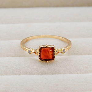 Vintage Square Amber Statement Cocktail Ring