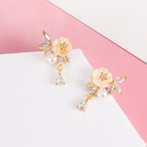 Magnolia Flower Drop Statement Earrings