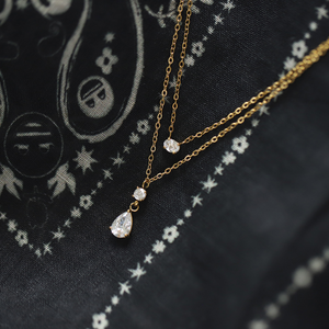 Dainty Teardrop Double Layering Necklace
