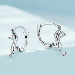 Cute Cat Huggie Hoop Earrings