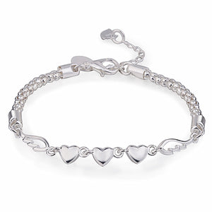 Three Heart Angel Wing Charm Bracelet
