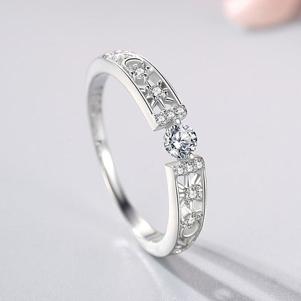 Single Diamond Hollow Ring