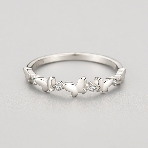Dainty Silver Butterfly Ring