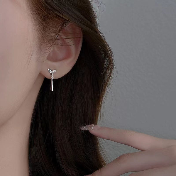 Silver Leaf Stud Earrings