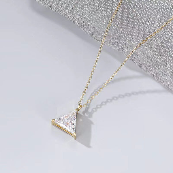 Solitaire Triangle Pendant Necklace