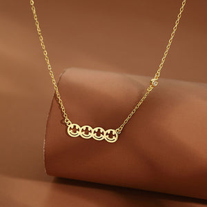 Smiley Face Horizontal Bar Pendant Necklace