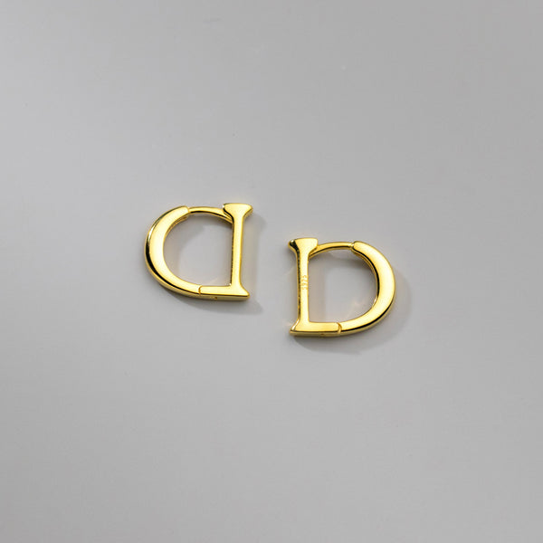 Minimalist Letter D Hoop Earrings